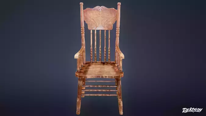 DIVE BAR - Old Wooden Chair 01 - LOW POLY