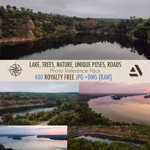 Photo Reference Big Lake Trees Nature Unique poses Roads Texture