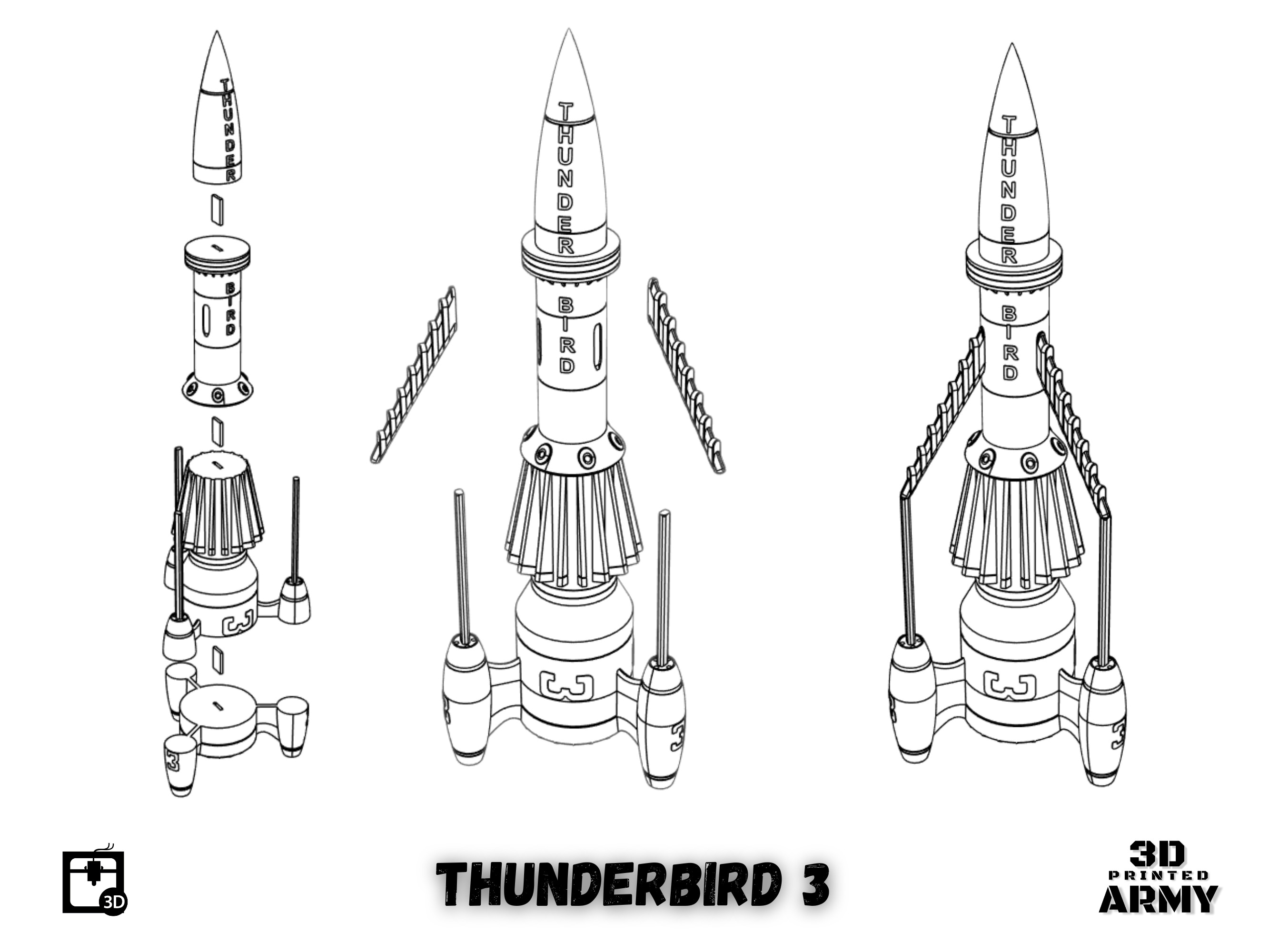 THUNDERBIRD 3 rocket -STL files for 3D printing 3D print model_10