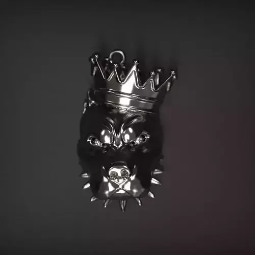 King dog head pendant with crown