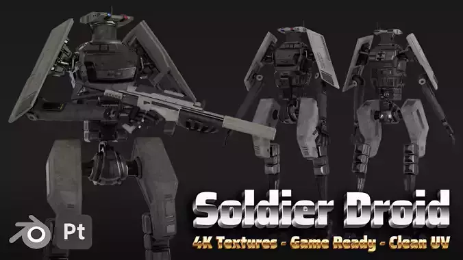 Soldier Robot Low-poly 3D model