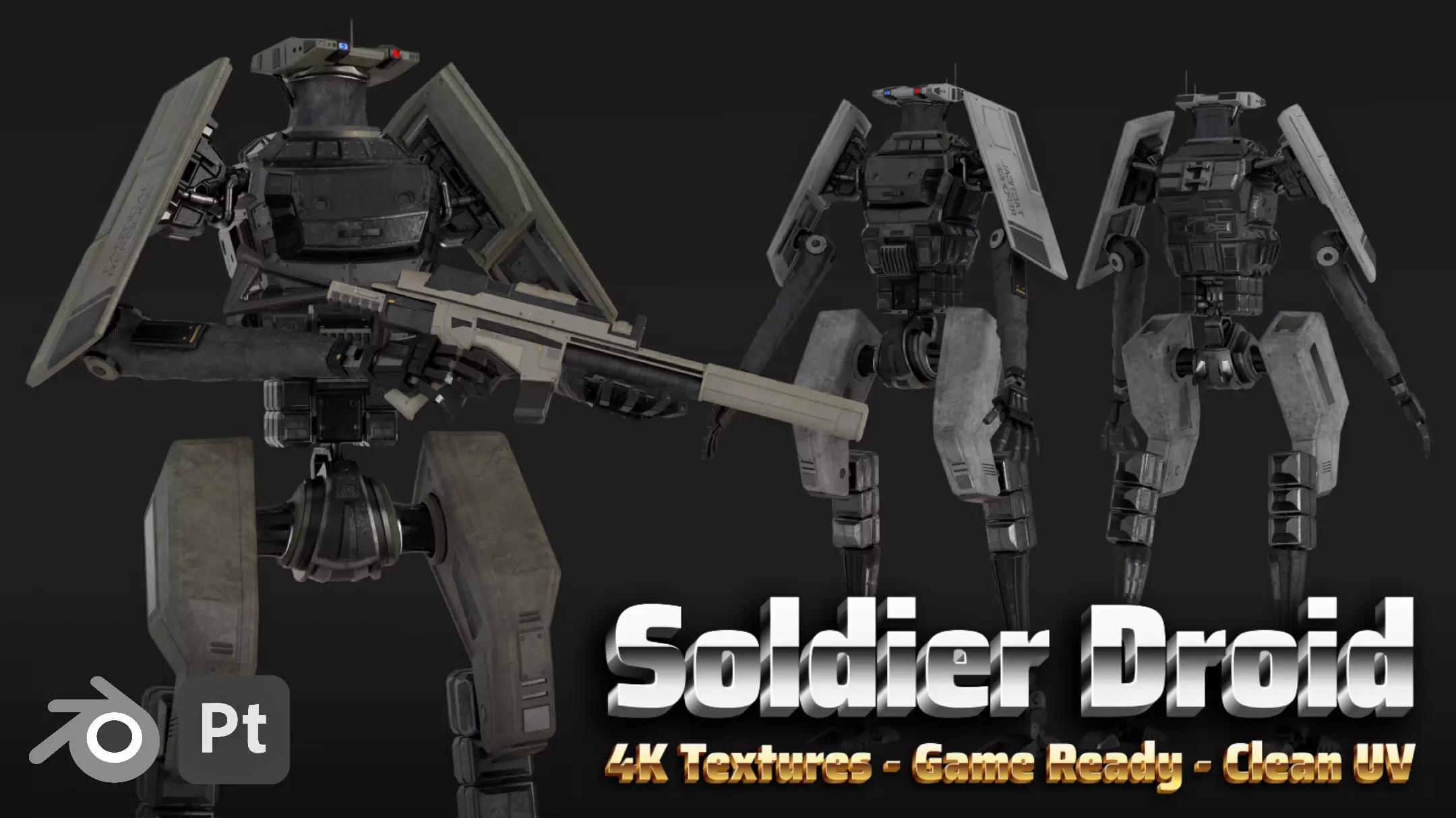 Soldier Robot Low-poly 3D model_0