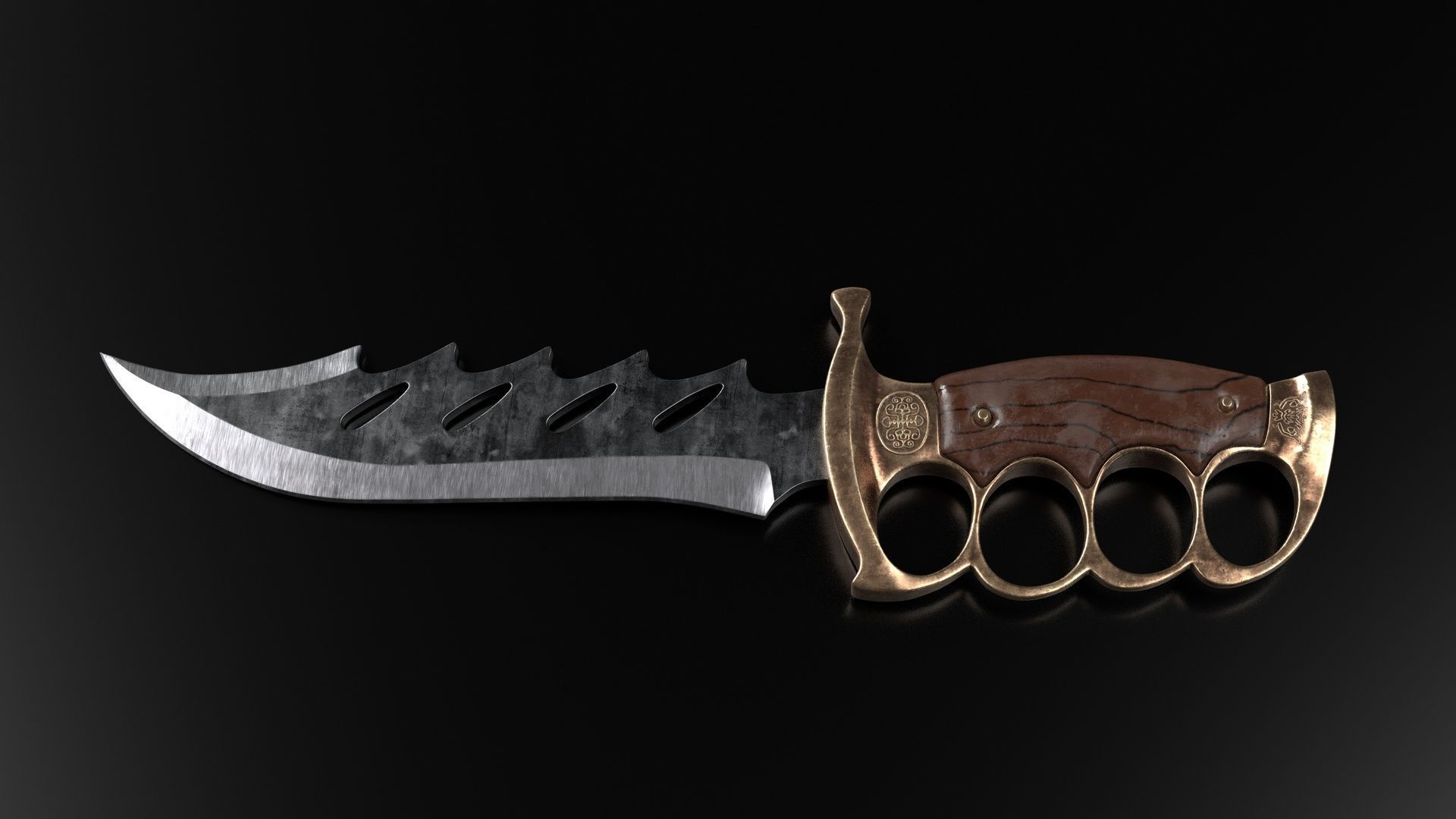 Knuckle Knife Low-poly 3D model_2
