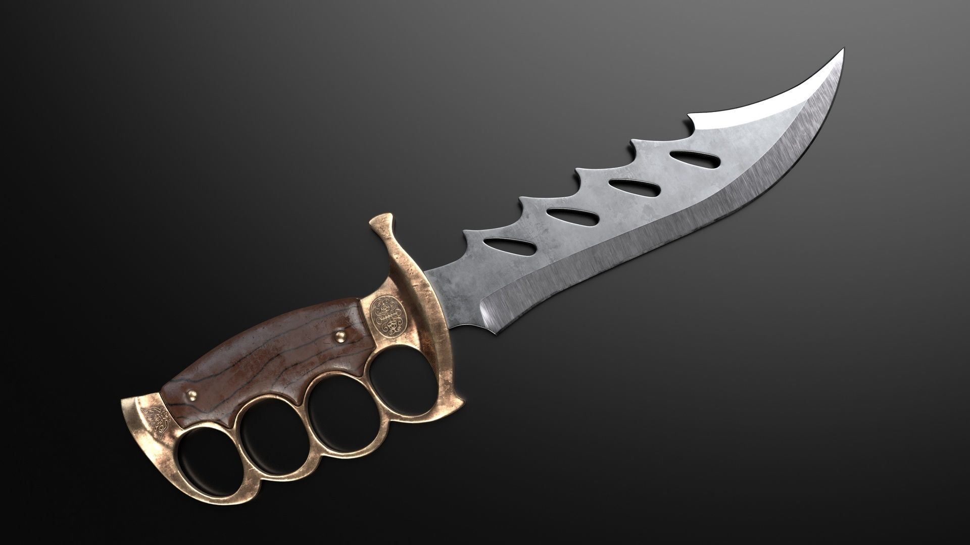 Knuckle Knife Low-poly 3D model_3