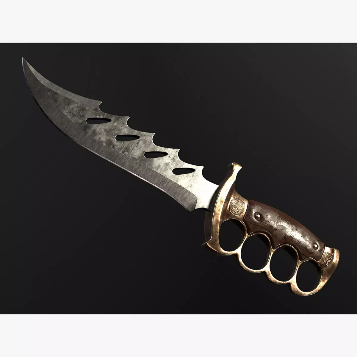 Knuckle Knife Low-poly 3D model_0