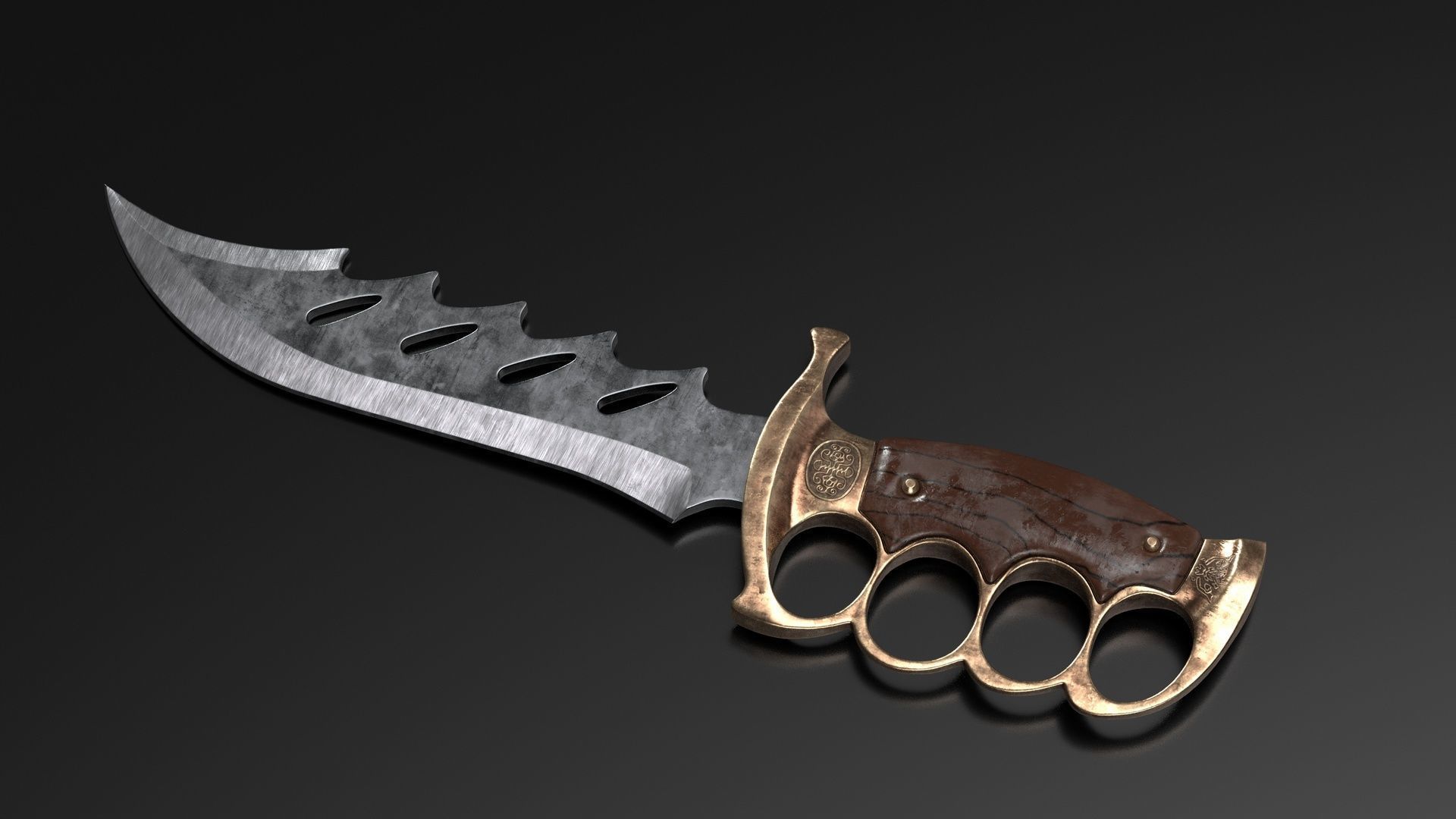 Knuckle Knife Low-poly 3D model_6