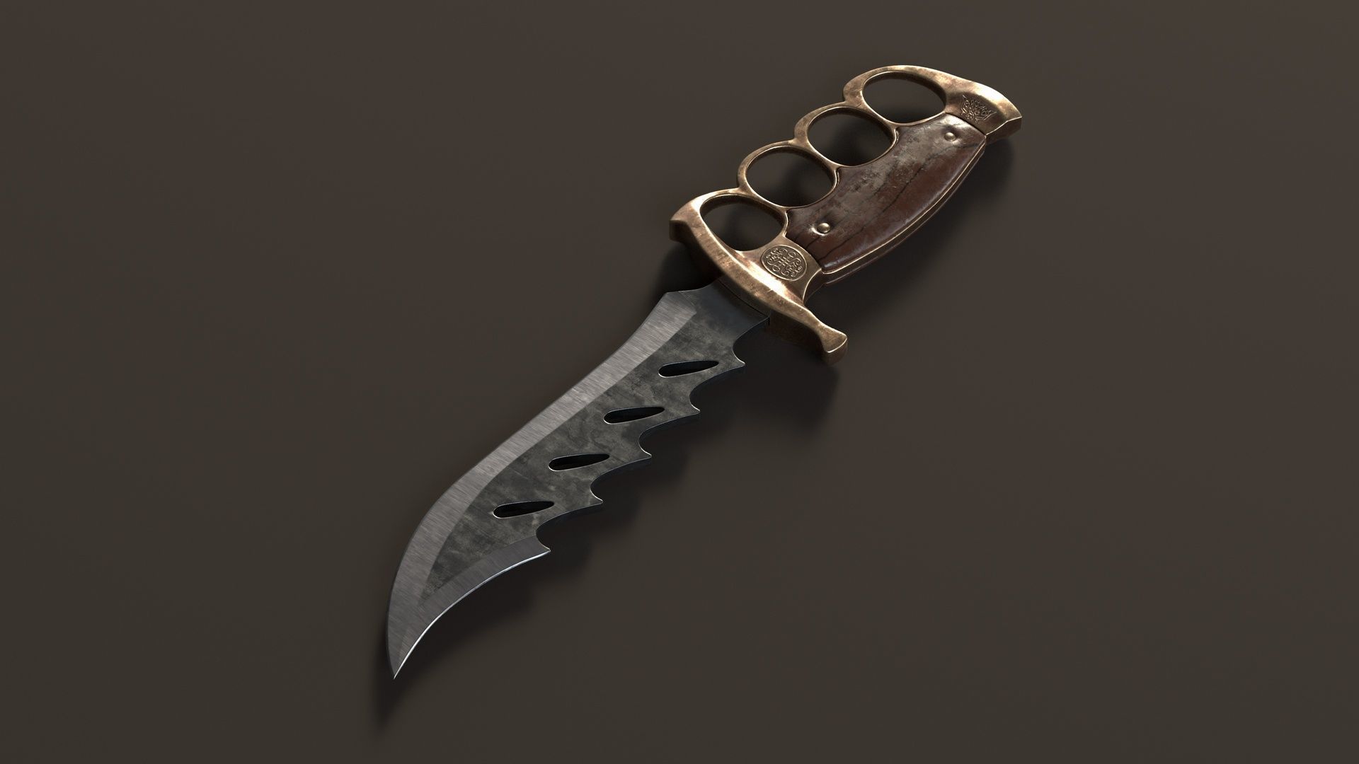 Knuckle Knife Low-poly 3D model_1