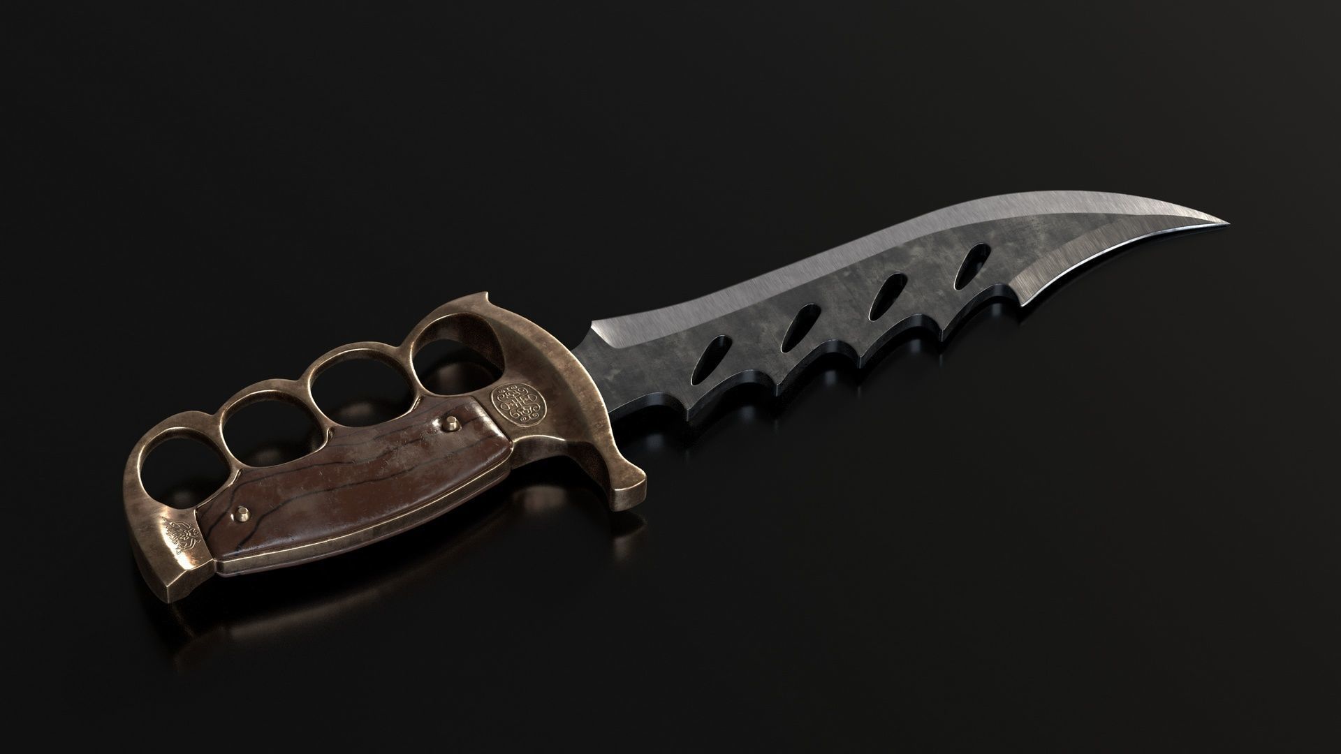 Knuckle Knife Low-poly 3D model_7