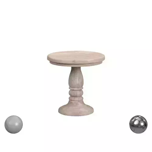 Louise Round Whitewash Wood Pedestal End Table
