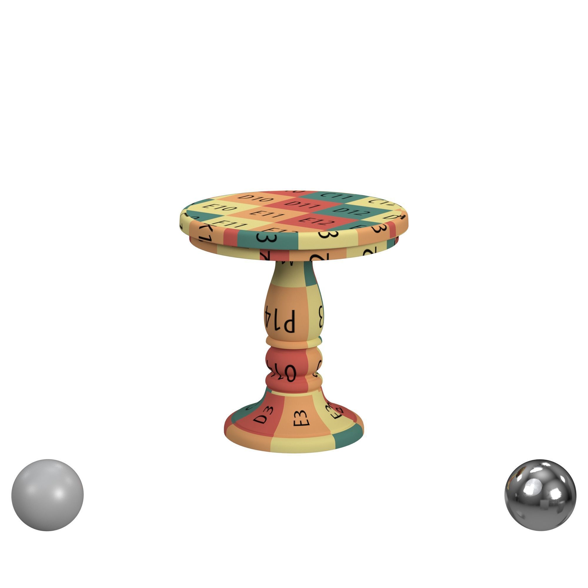 Louise Round Whitewash Wood Pedestal End Table 3D model_2