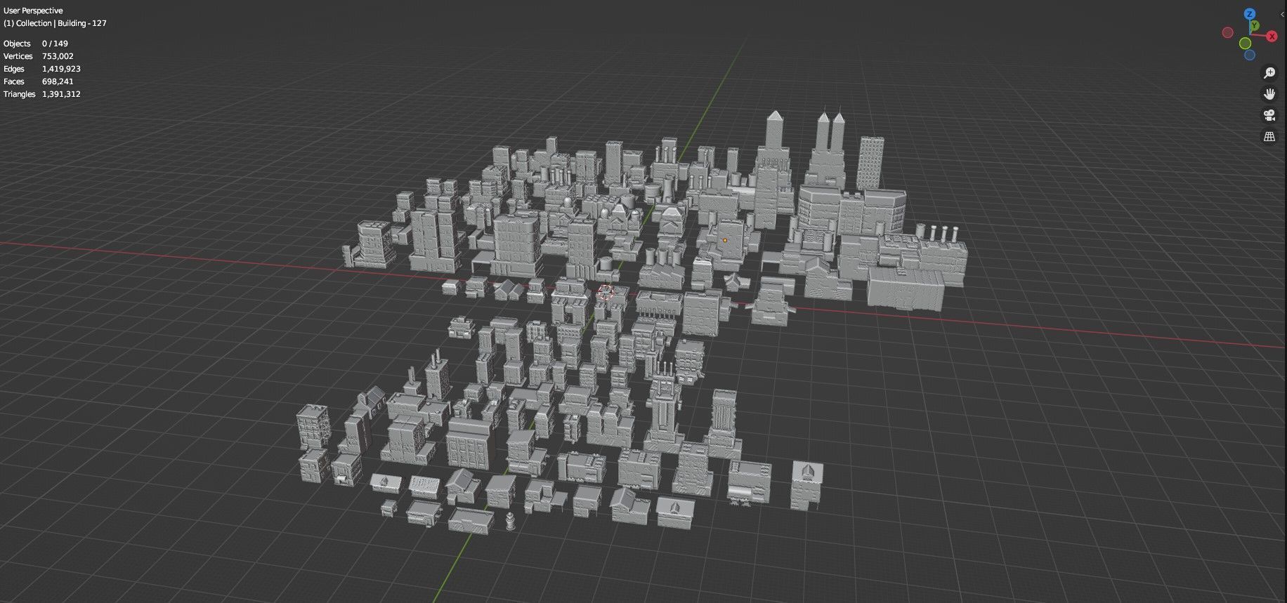 Low Poly City Buildings Pack Of 160 - Game Ready - Untextured  Low-poly 3D model_129