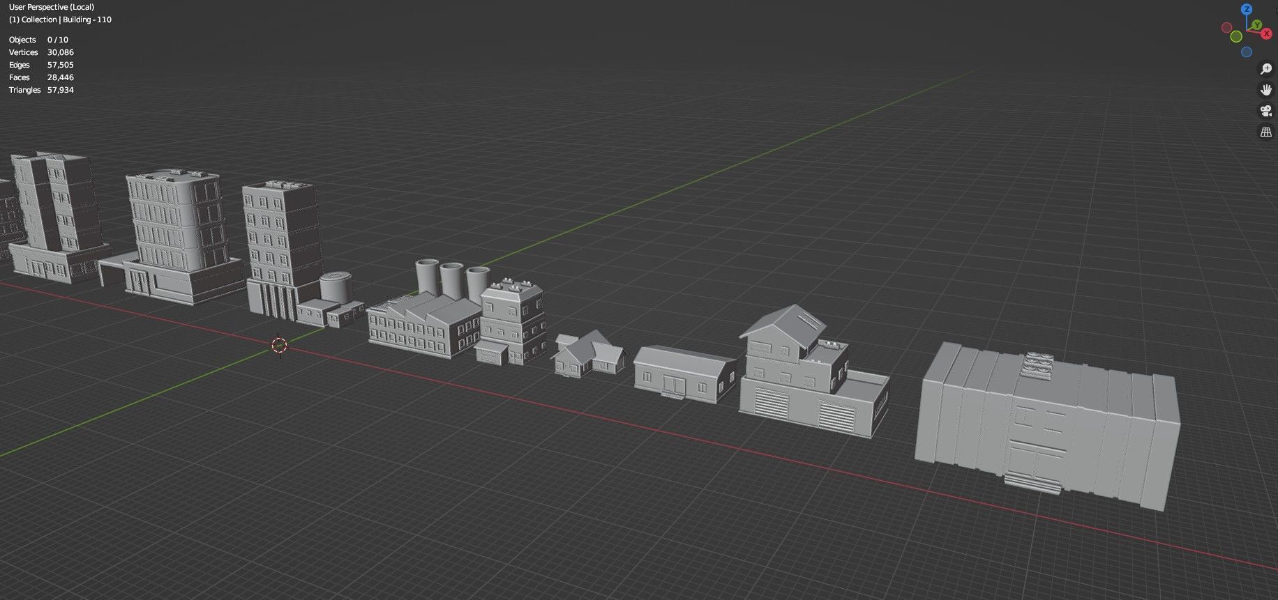 Low Poly City Buildings Pack Of 160 - Game Ready - Untextured  Low-poly 3D model_110