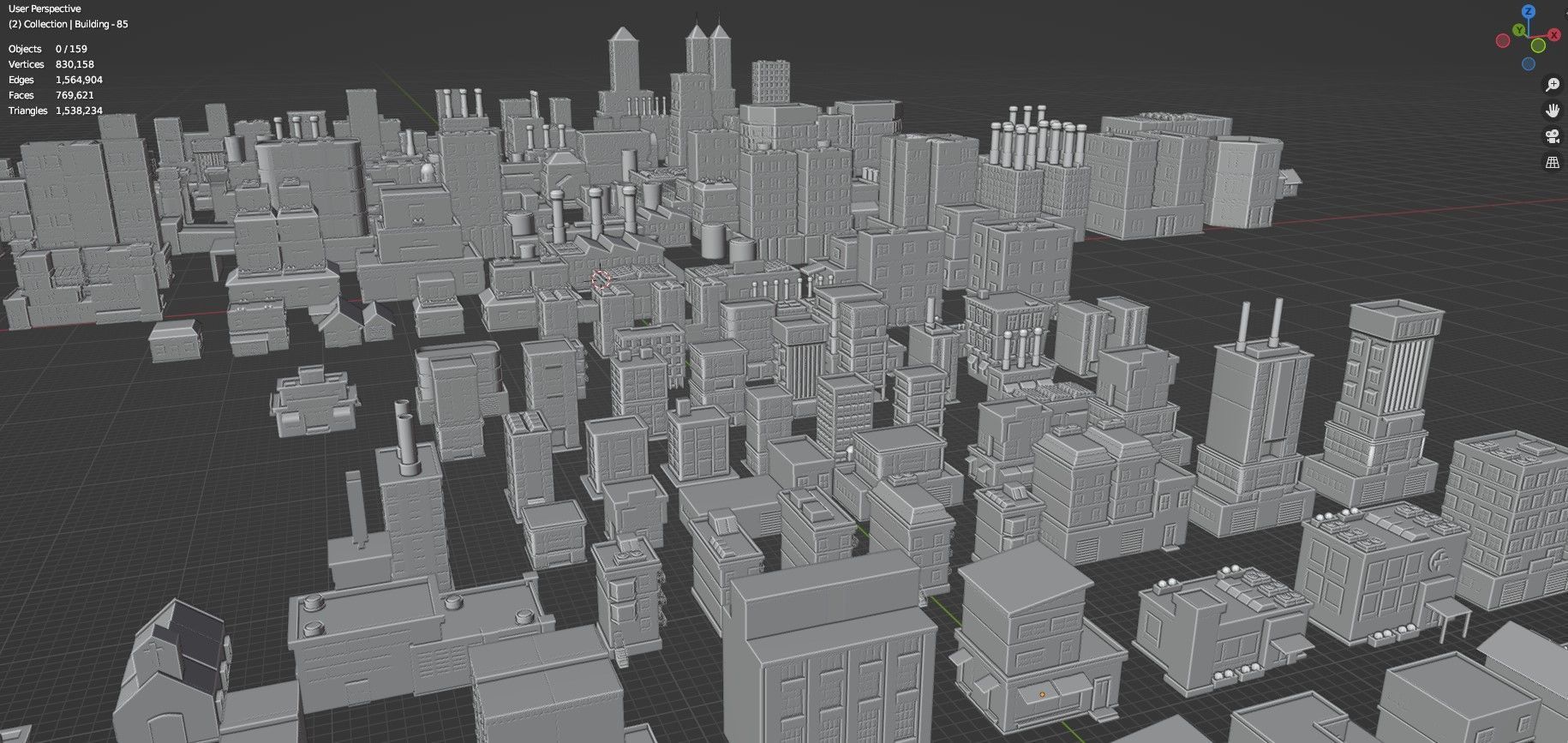 Low Poly City Buildings Pack Of 160 - Game Ready - Untextured  Low-poly 3D model_135