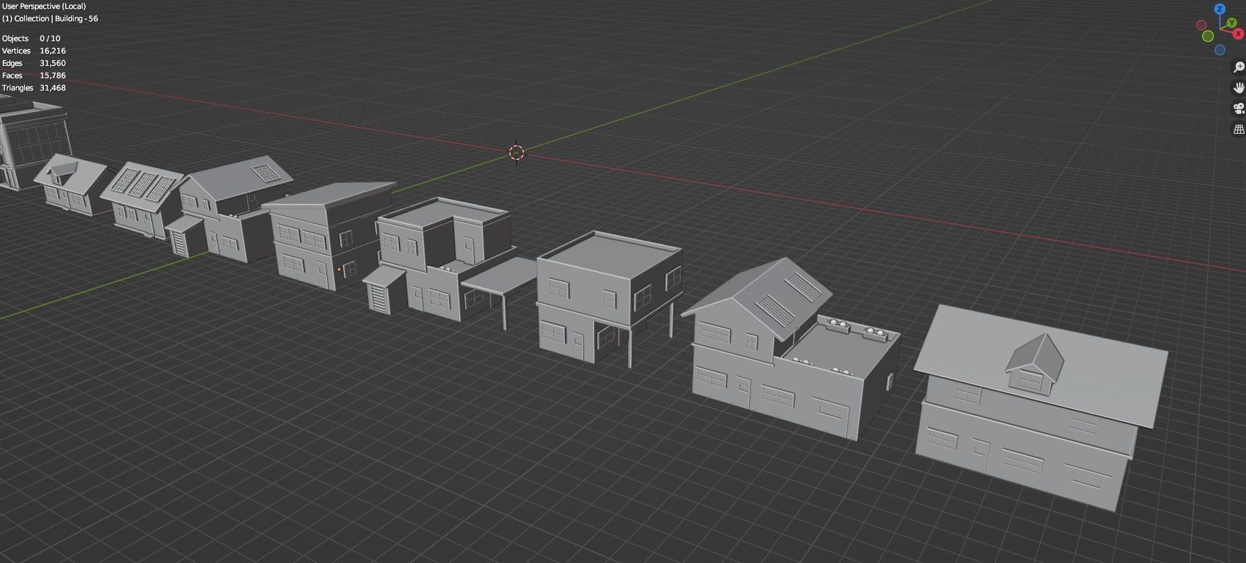 Low Poly City Buildings Pack Of 160 - Game Ready - Untextured  Low-poly 3D model_118