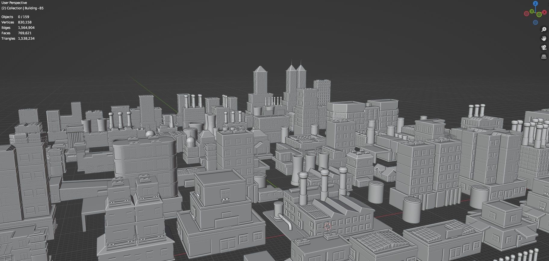 Low Poly City Buildings Pack Of 160 - Game Ready - Untextured  Low-poly 3D model_128