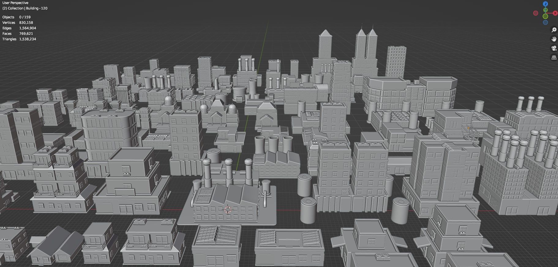 Low Poly City Buildings Pack Of 160 - Game Ready - Untextured  Low-poly 3D model_106