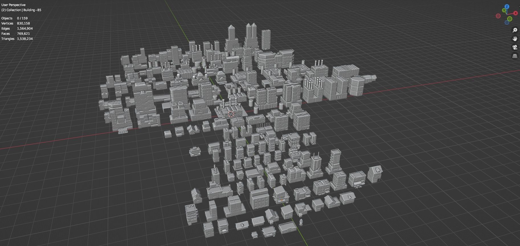 Low Poly City Buildings Pack Of 160 - Game Ready - Untextured  Low-poly 3D model_133