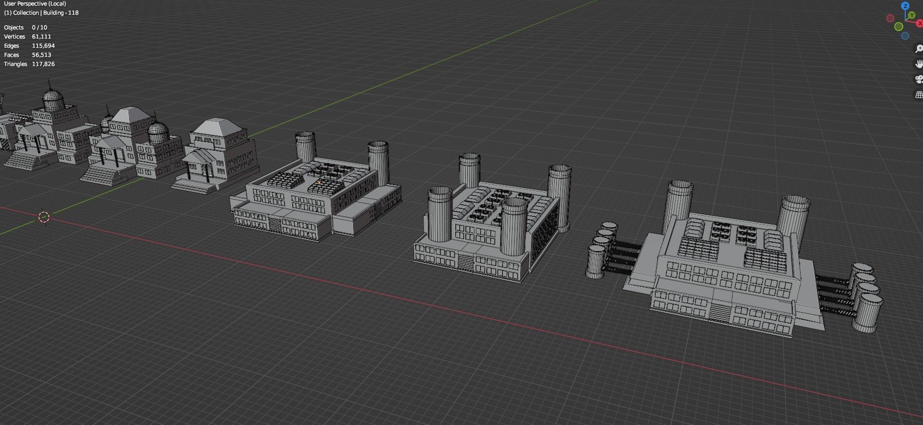 Low Poly City Buildings Pack Of 160 - Game Ready - Untextured  Low-poly 3D model_64