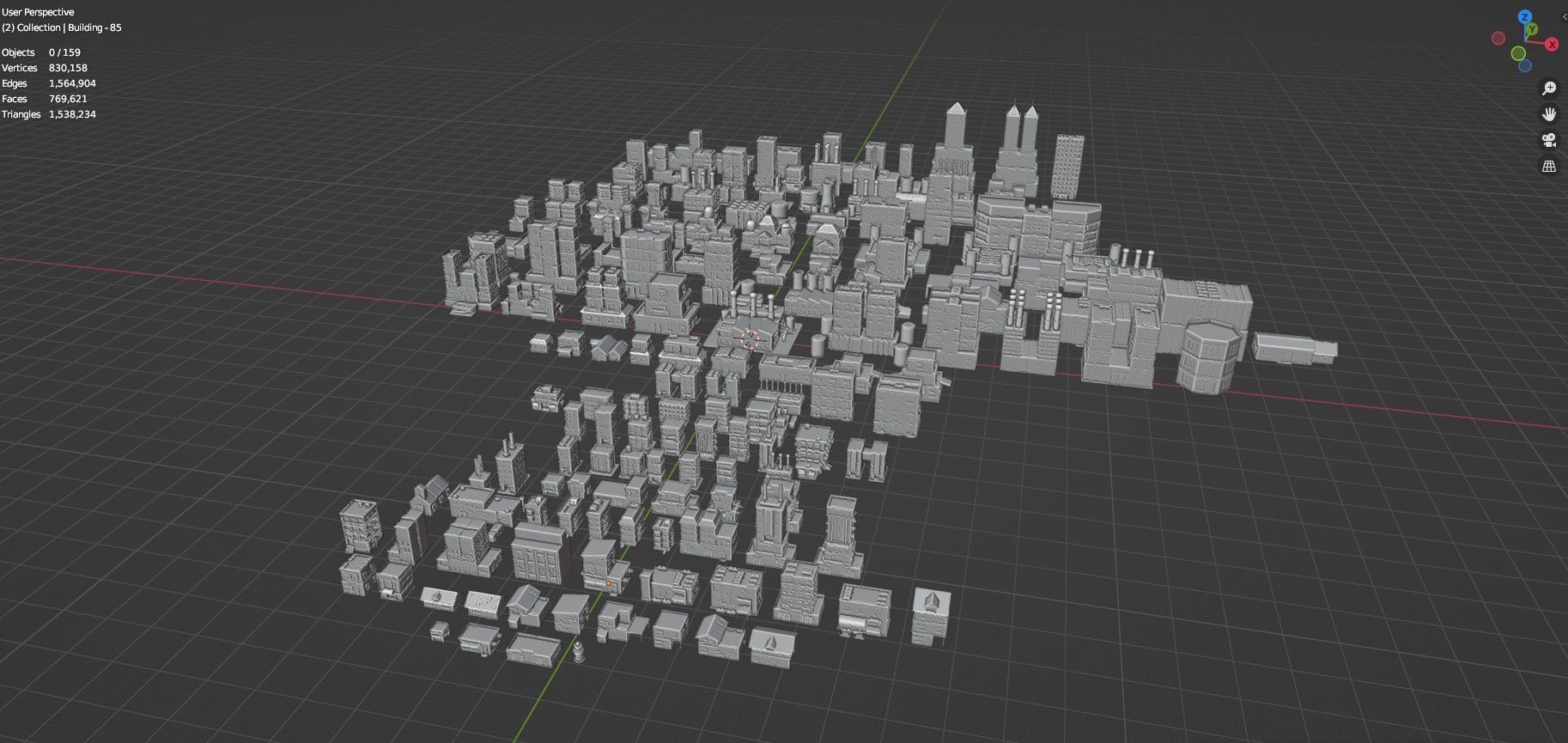 Low Poly City Buildings Pack Of 160 - Game Ready - Untextured  Low-poly 3D model_132