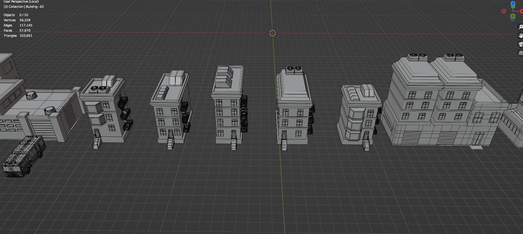Low Poly City Buildings Pack Of 160 - Game Ready - Untextured  Low-poly 3D model_93