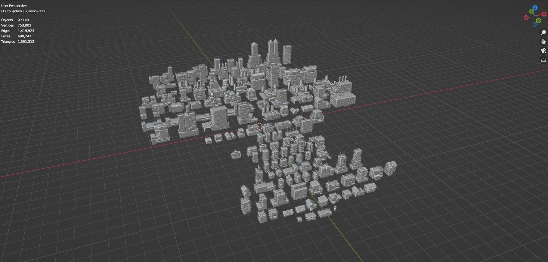 Low Poly City Buildings Pack Of 160 - Game Ready - Untextured  Low-poly 3D model_127