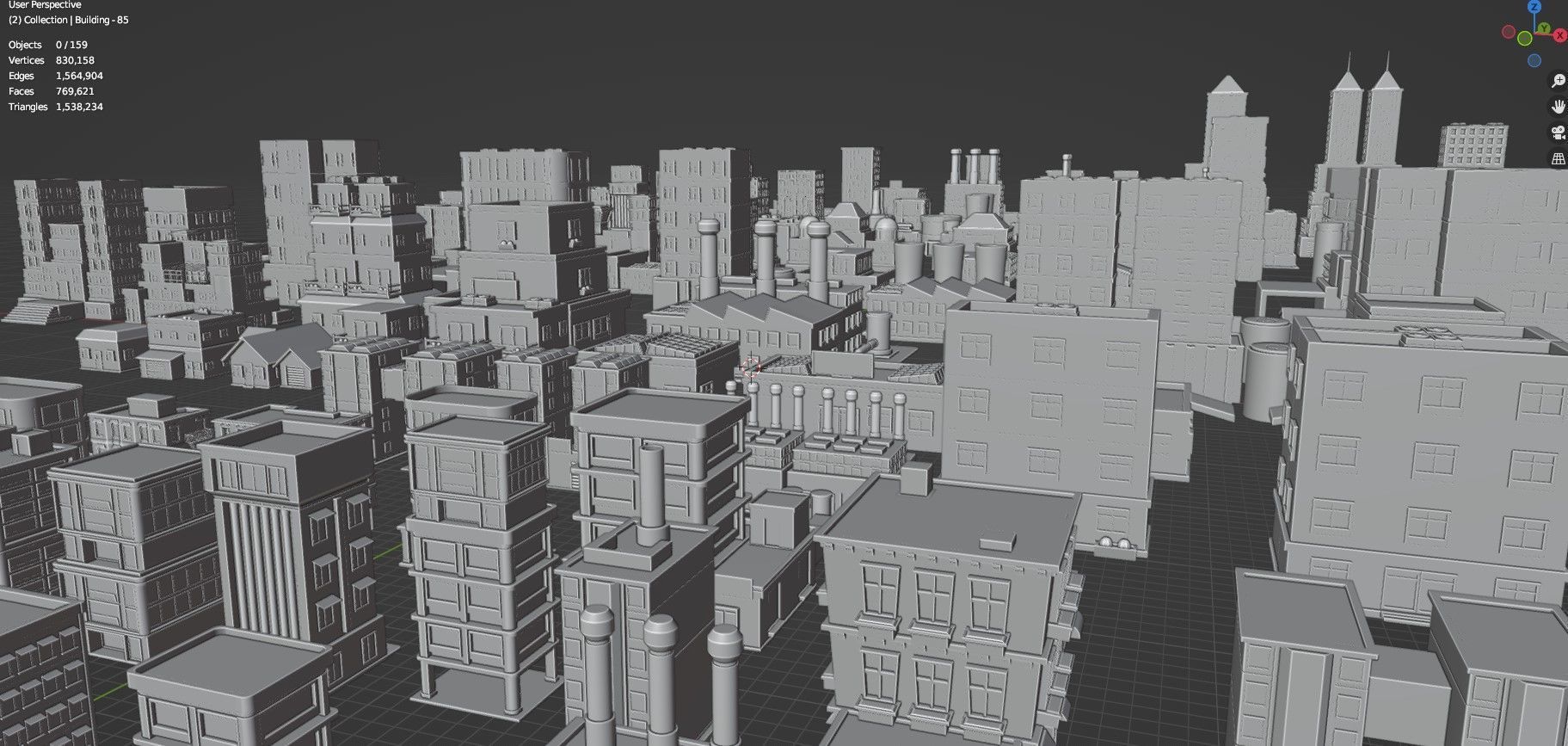 Low Poly City Buildings Pack Of 160 - Game Ready - Untextured  Low-poly 3D model_126