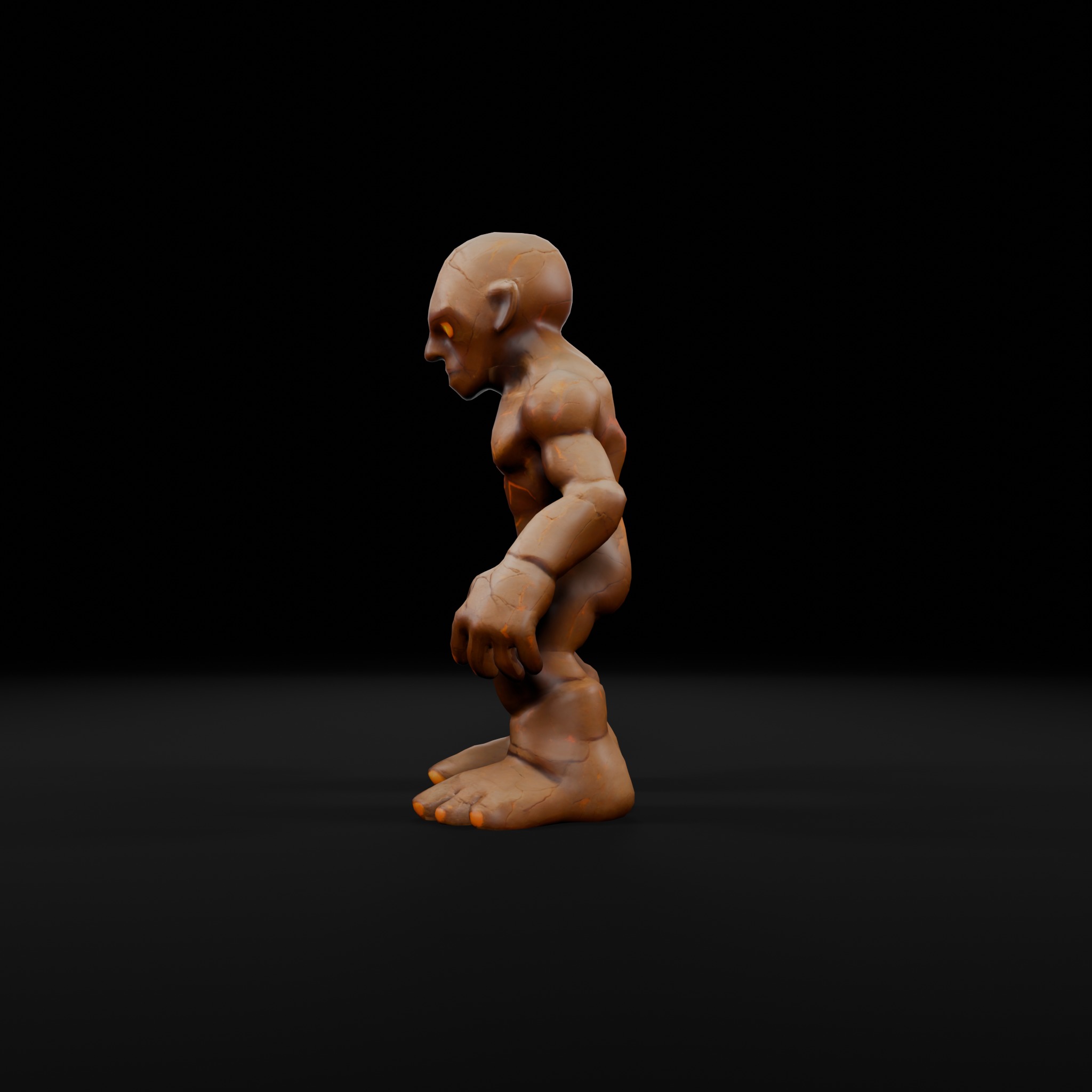 Clay Golem - Rig-Ready 3D Character for Games  Animation Low-poly 3D model_2
