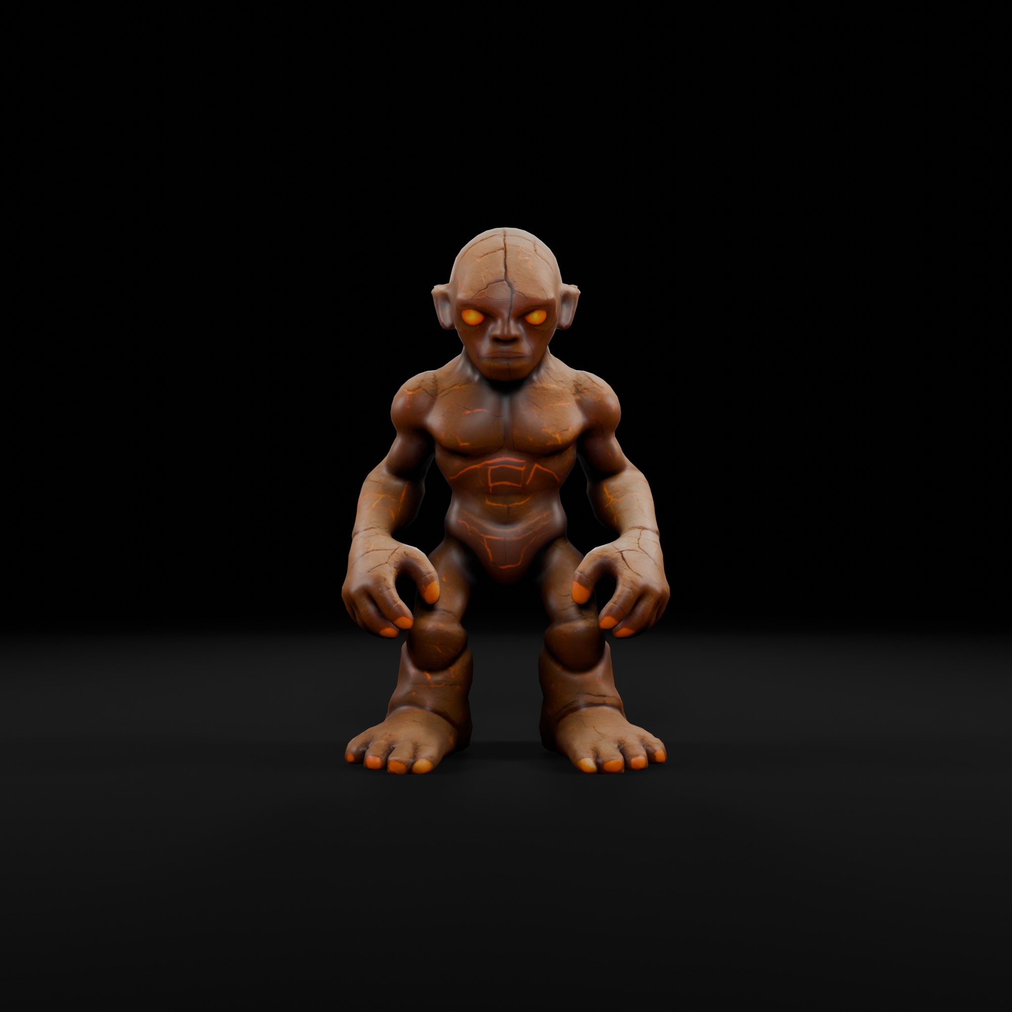 Clay Golem - Rig-Ready 3D Character for Games  Animation Low-poly 3D model_1