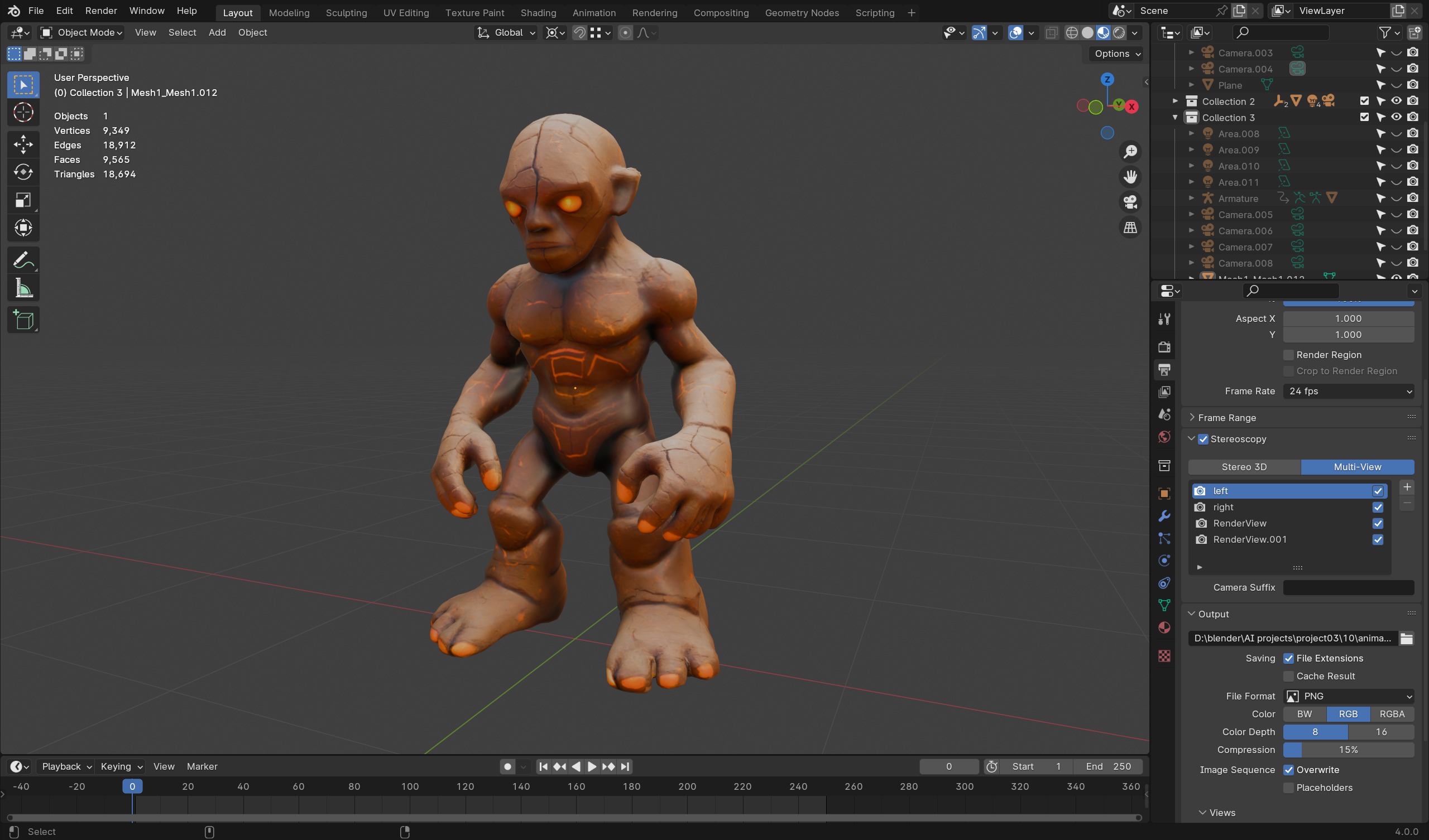 Clay Golem - Rig-Ready 3D Character for Games  Animation Low-poly 3D model_4