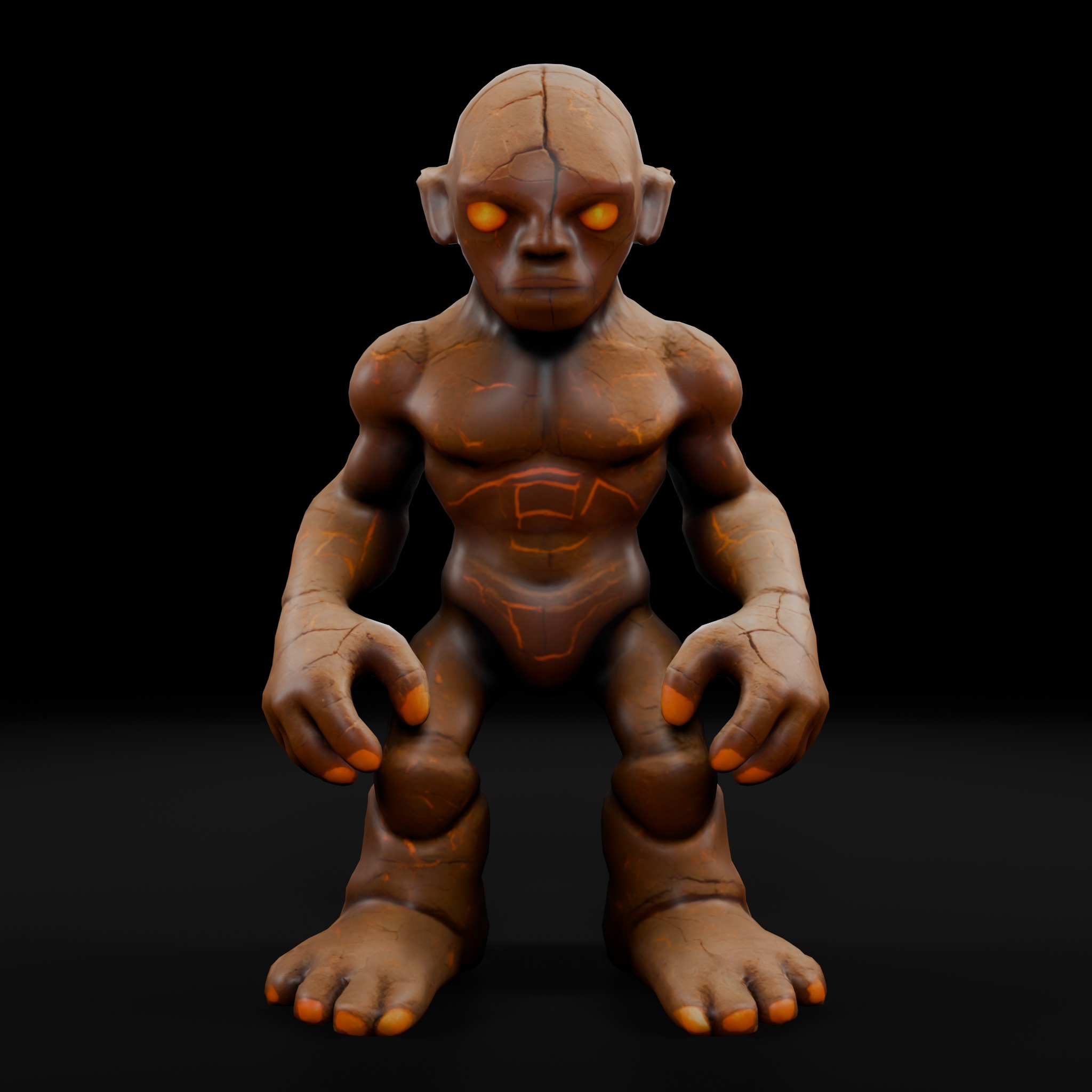 Clay Golem - Rig-Ready 3D Character for Games  Animation Low-poly 3D model_3