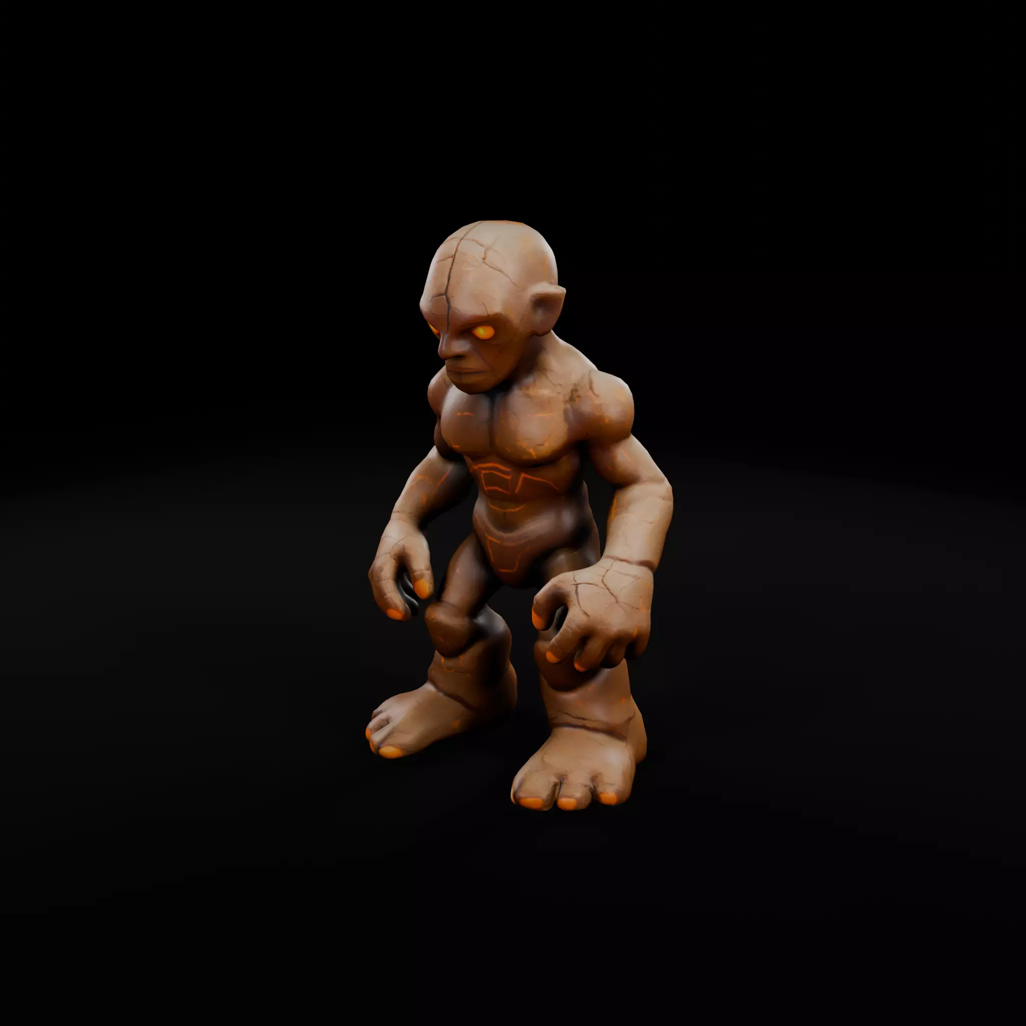Clay Golem - Rig-Ready 3D Character for Games  Animation Low-poly 3D model_0