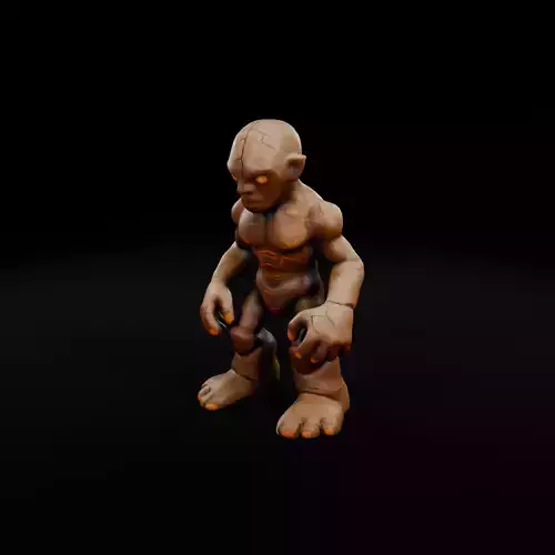 Clay Golem - Rig-Ready 3D Character for Games  Animation Low-poly 3D model