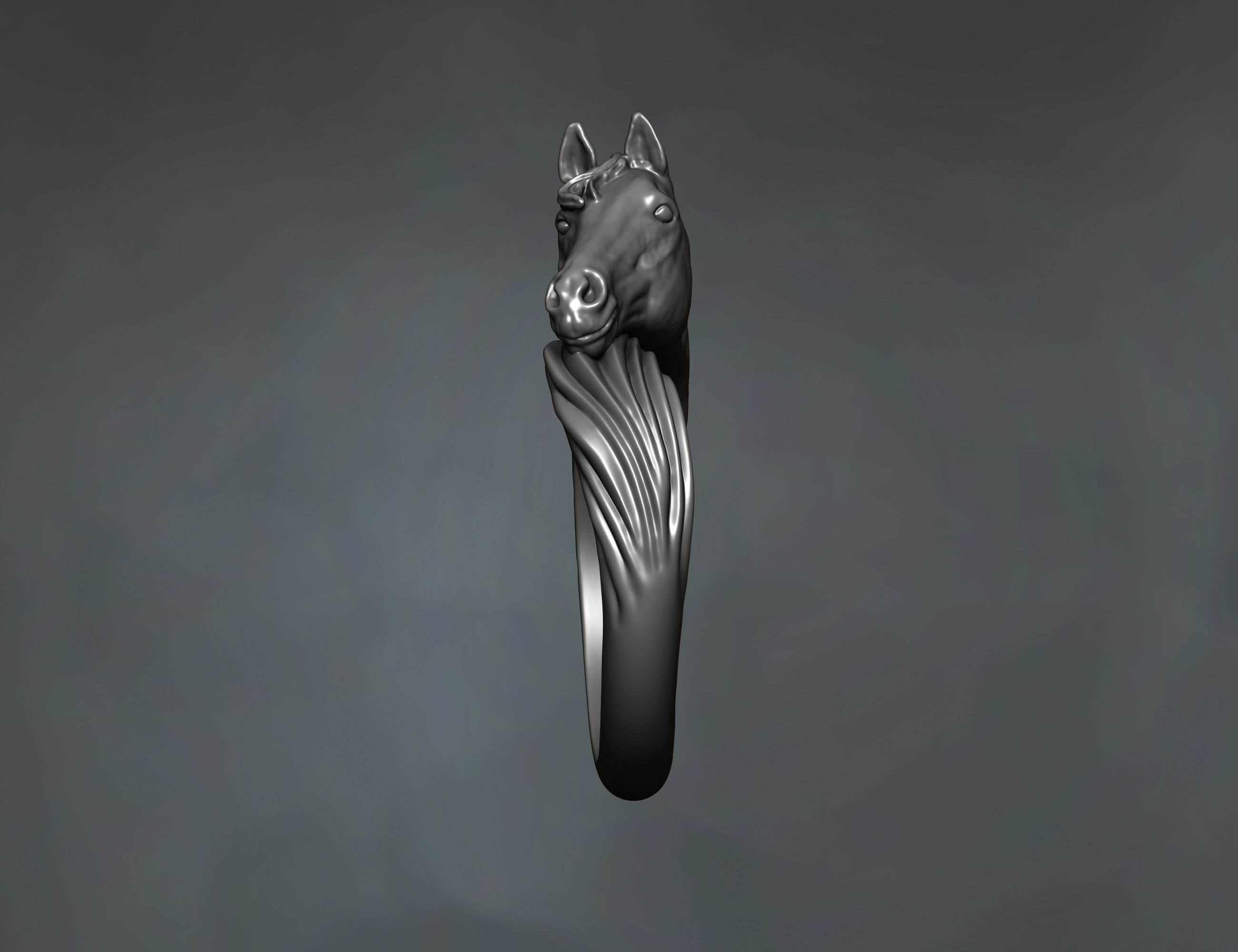 Horse Head Ring 3D print model_4