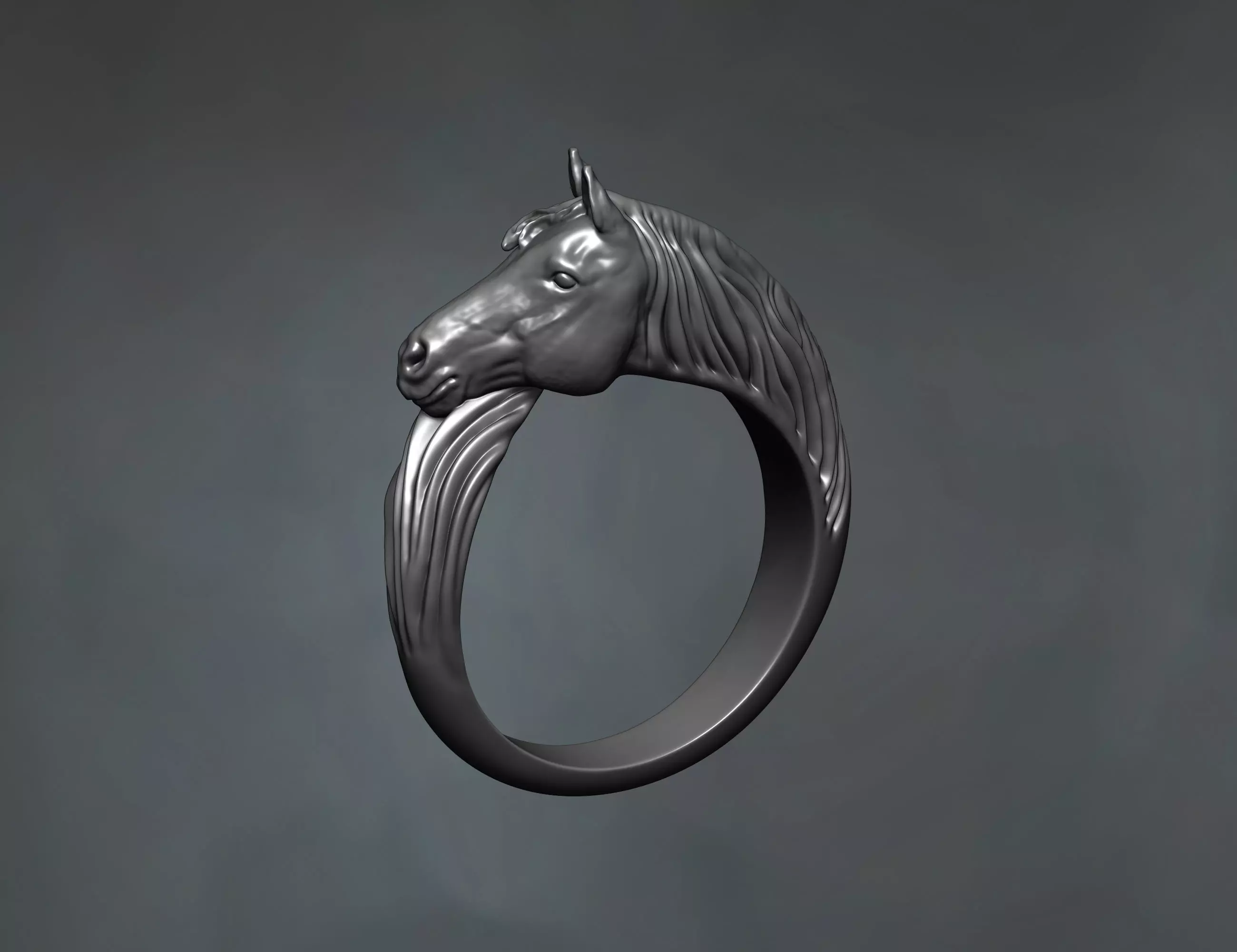 Horse Head Ring 3D print model_0