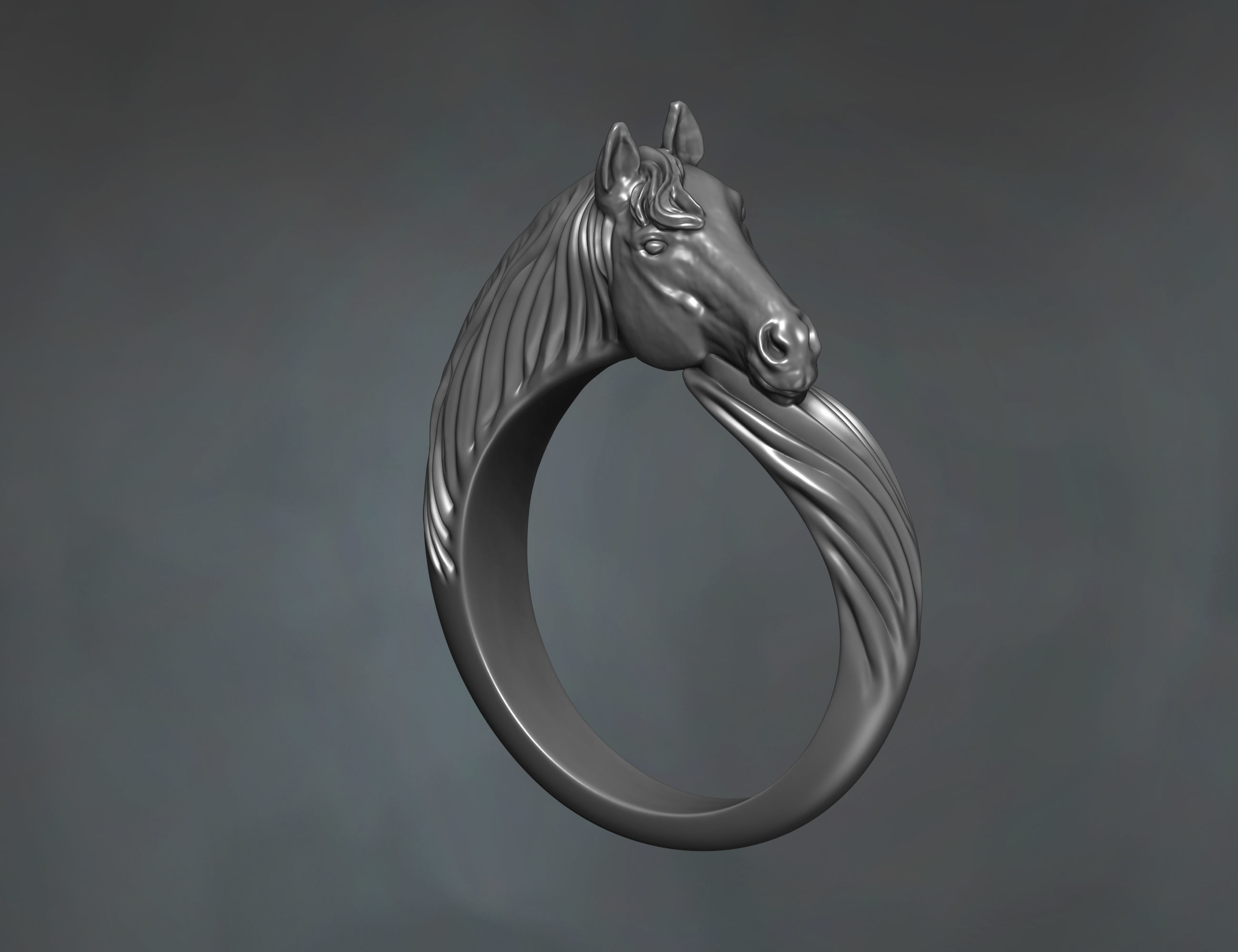 Horse Head Ring 3D print model_6