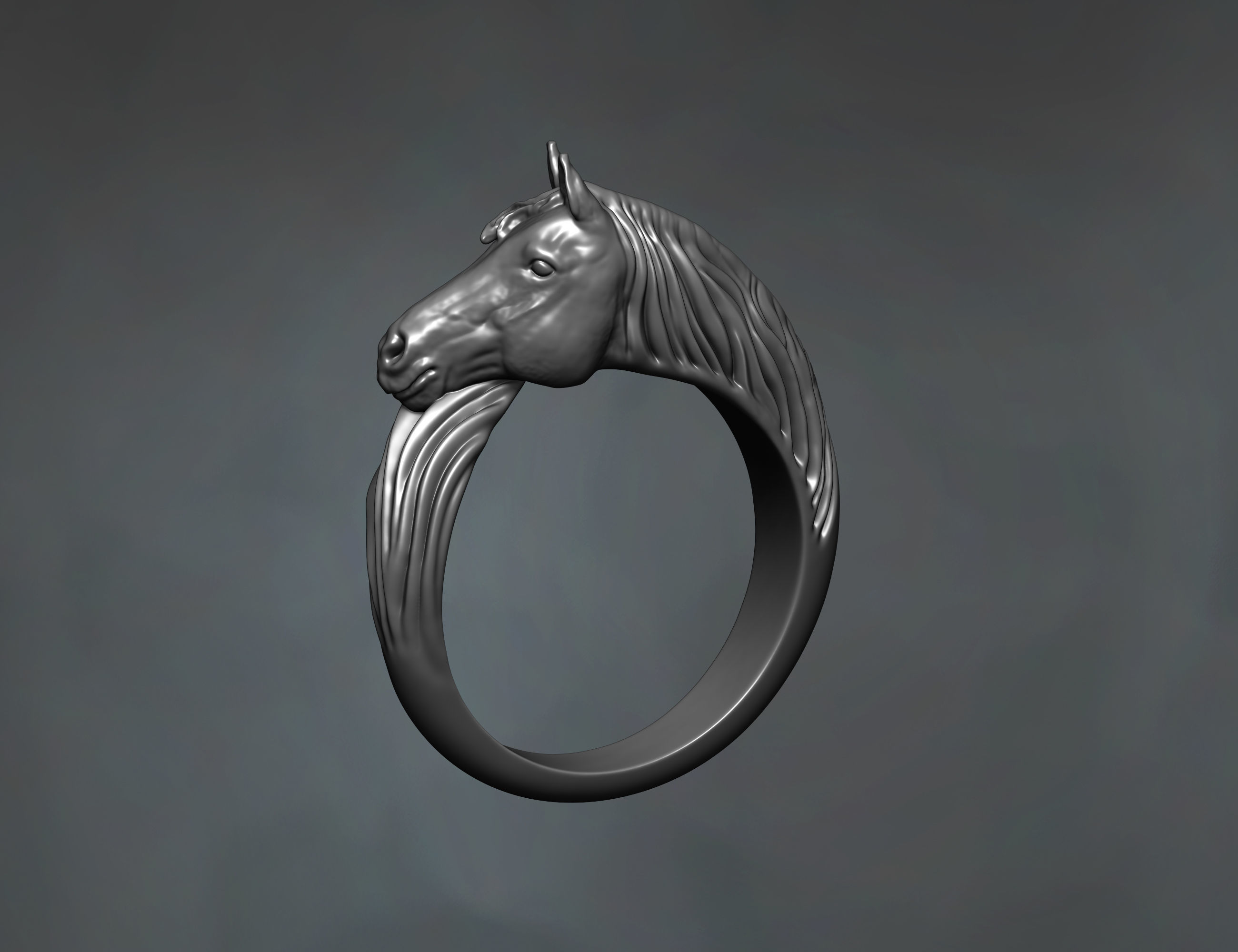 Horse Head Ring 3D print model_2