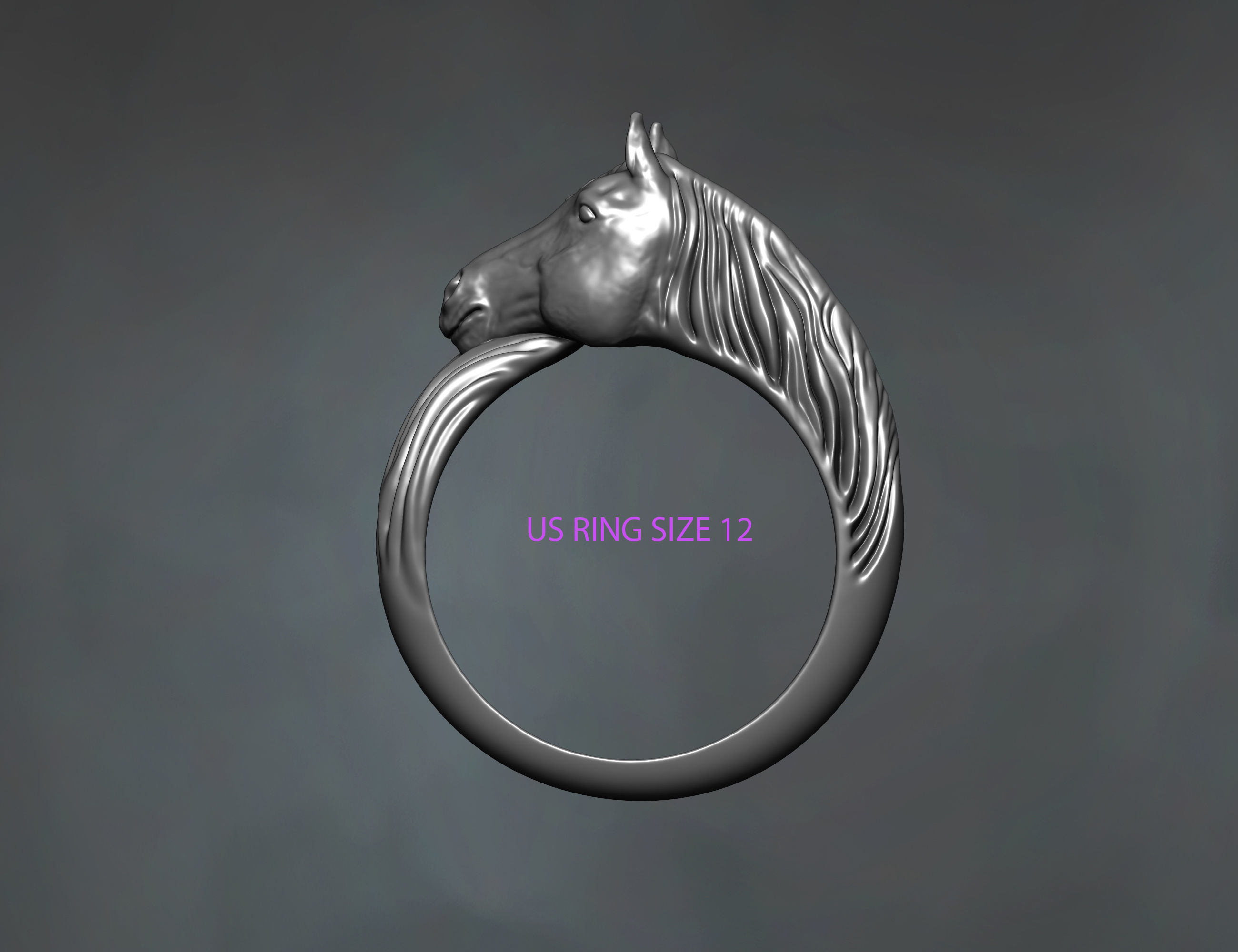 Horse Head Ring 3D print model_3