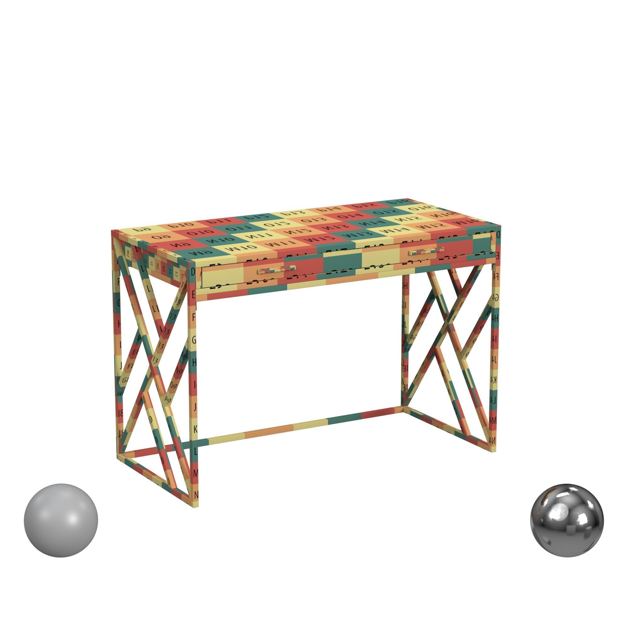 Safavieh Elaine 1 Drawer Desk 3D model_2