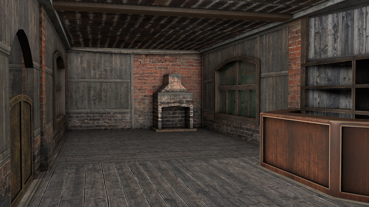 Tavern Low-poly 3D model_2