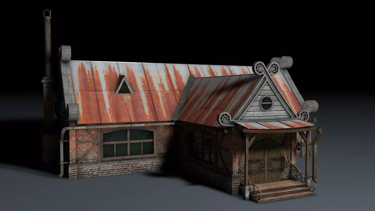 Tavern Low-poly 3D model_0