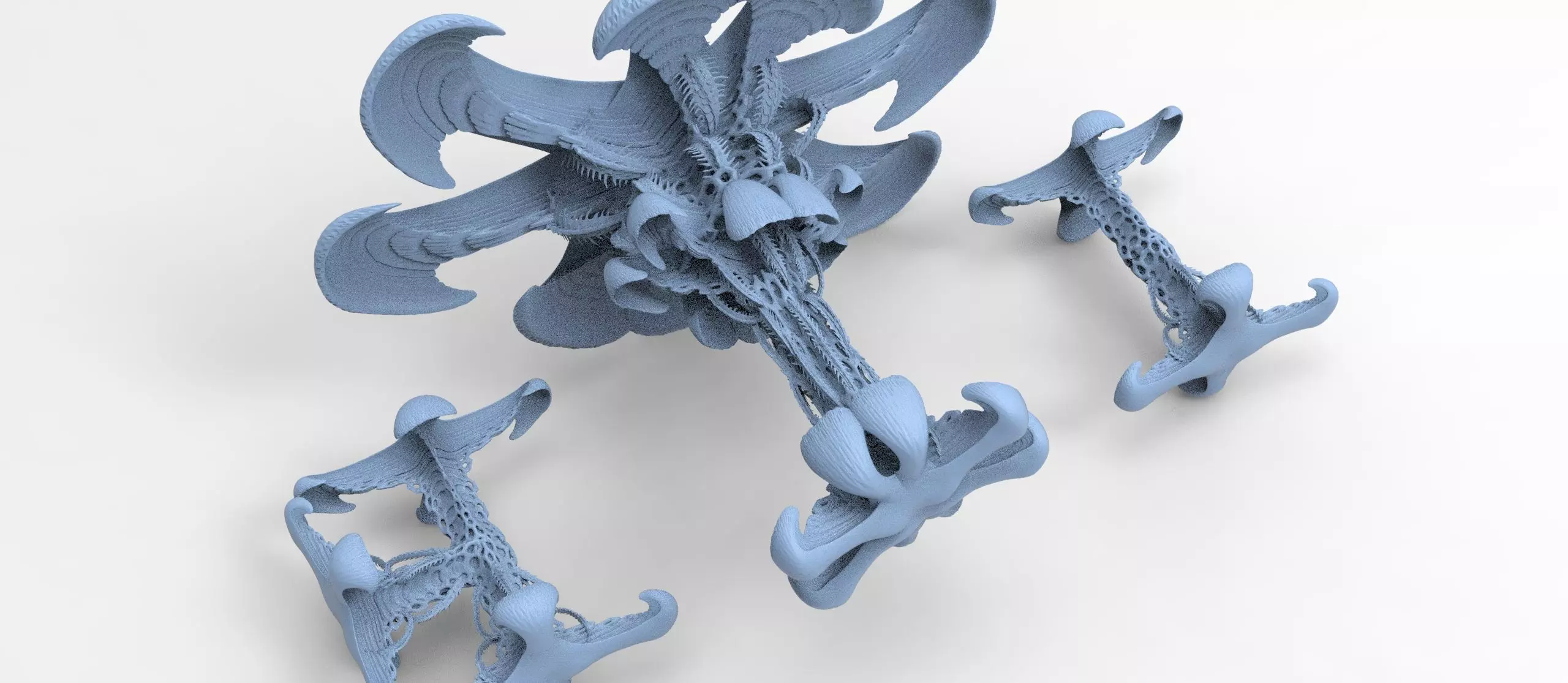 Alien Spine vertebrae stone 3 versions 3D model_0