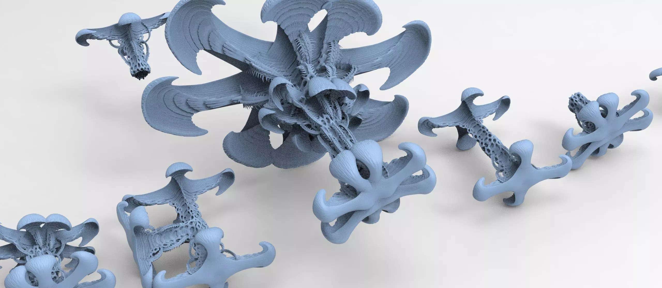 Alien Spine vertebrae stone collection 3D model