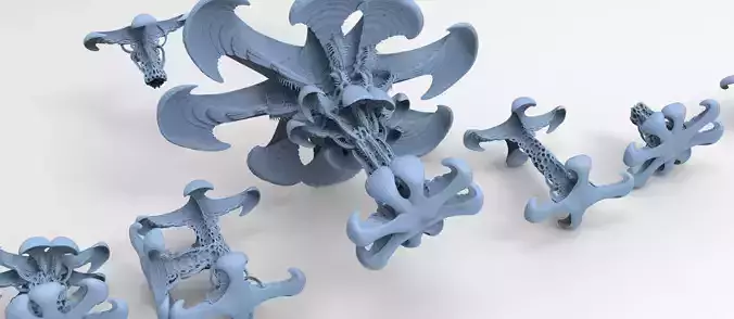 Alien Spine vertebrae stone collection  3D model