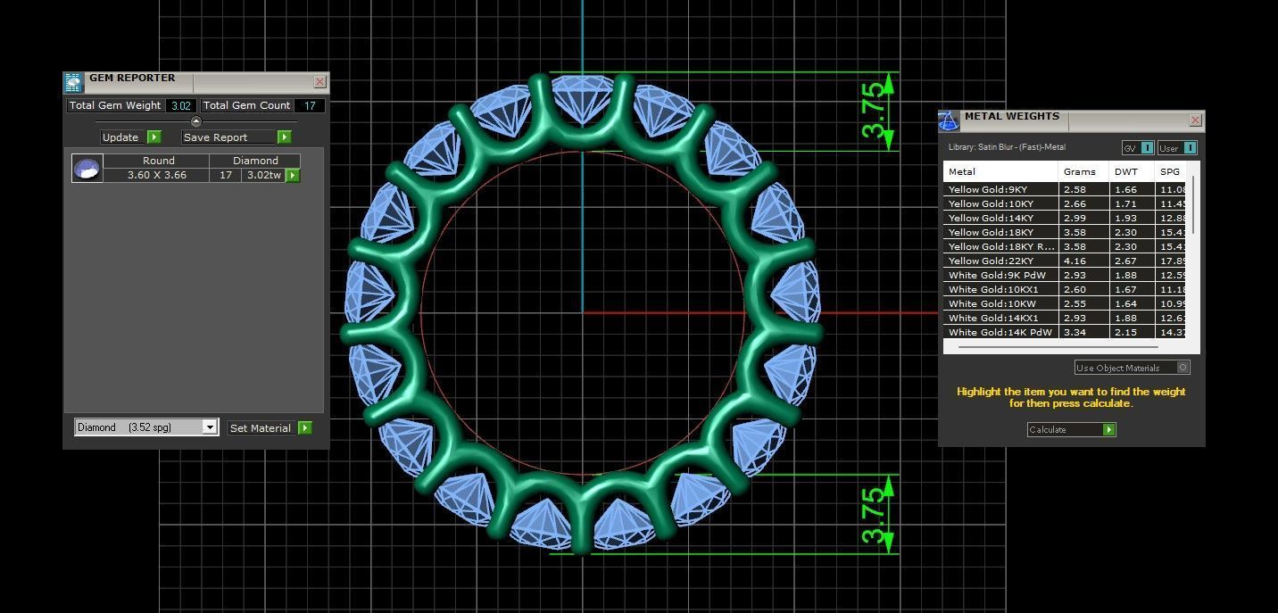 U Shaped Eternity Ring 3 point 6 mm stone size swiss 8 and EU48 3D print model_3
