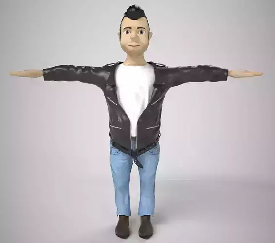 Rockabilly Stylized Character Low-poly 3D model