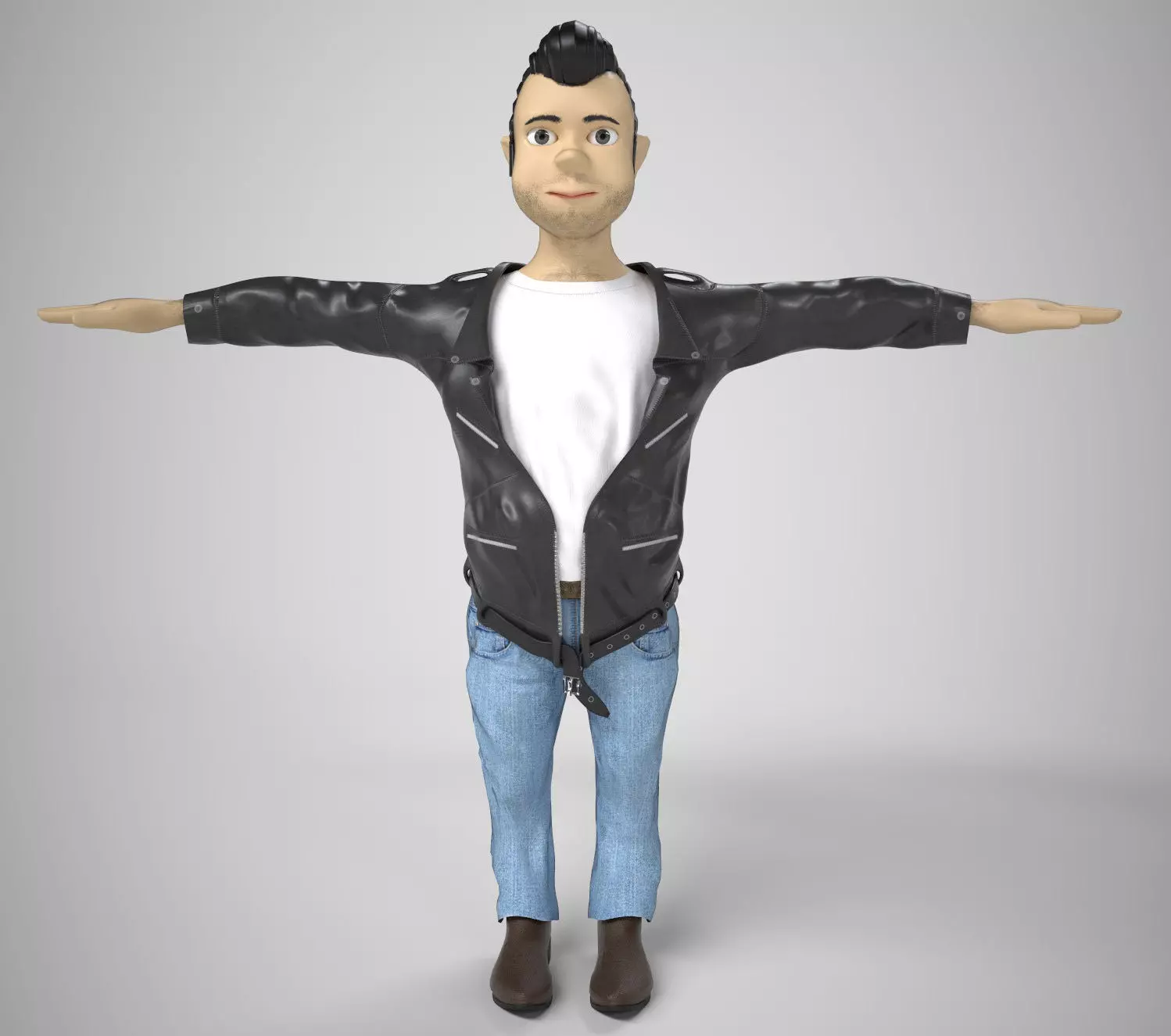 Rockabilly Stylized Character Low-poly 3D model_0