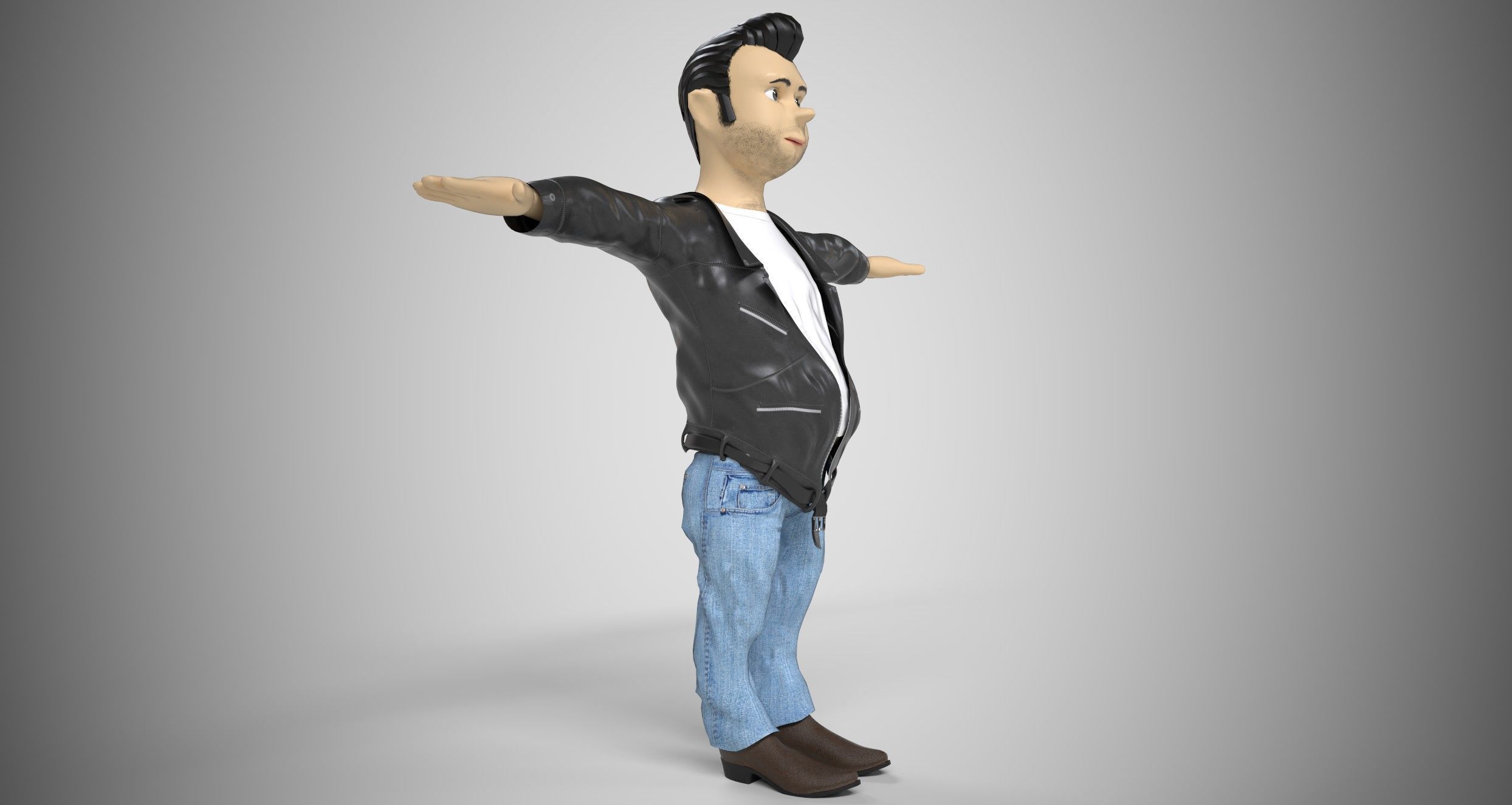 Rockabilly Stylized Character Low-poly 3D model_6