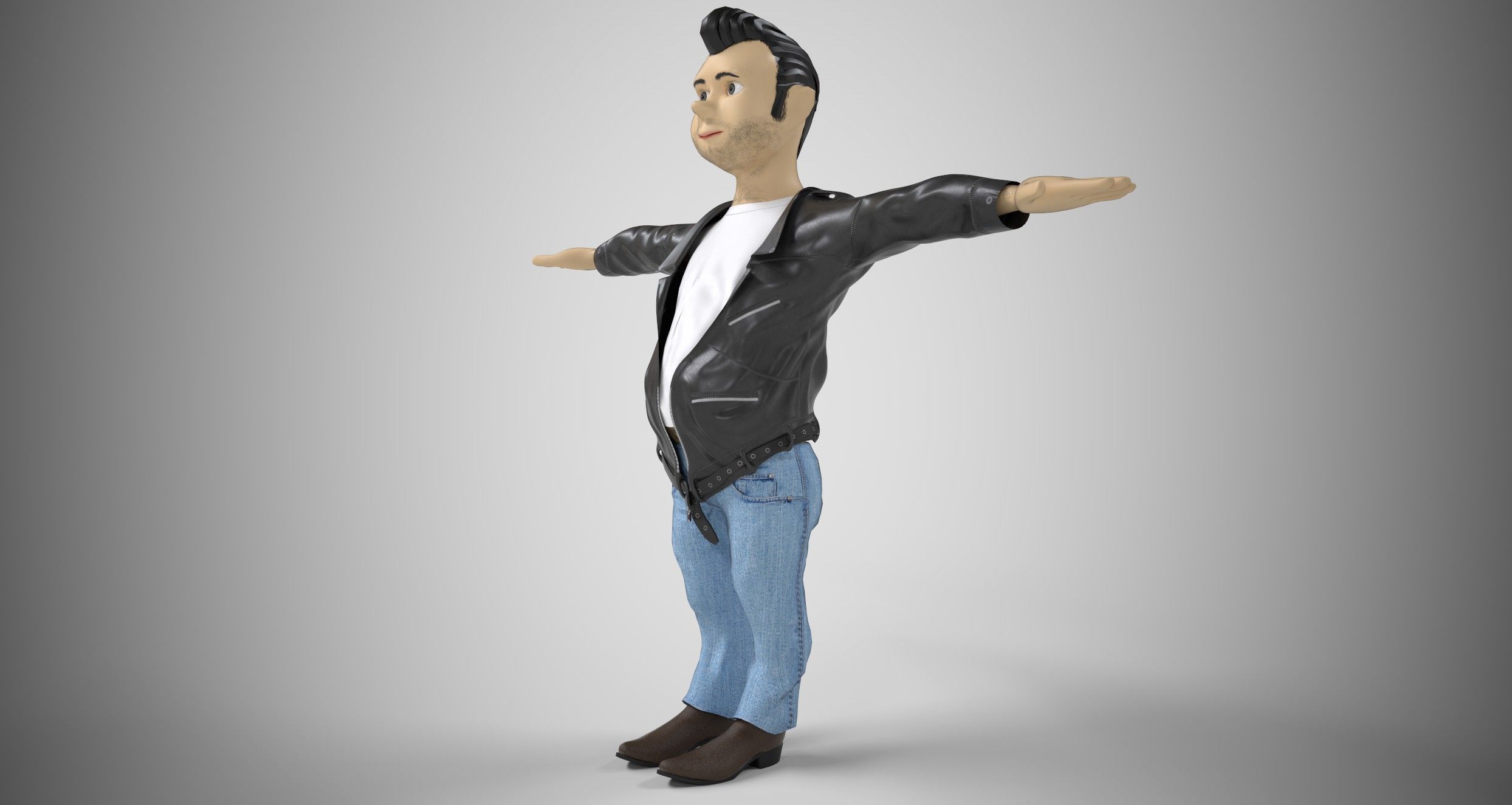 Rockabilly Stylized Character Low-poly 3D model_2