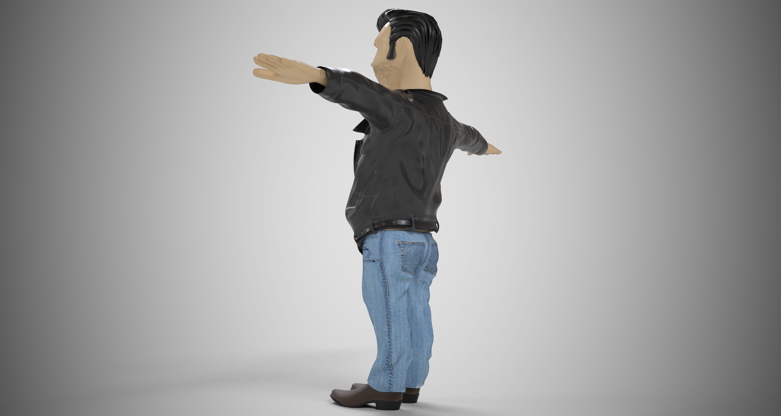 Rockabilly Stylized Character Low-poly 3D model_3