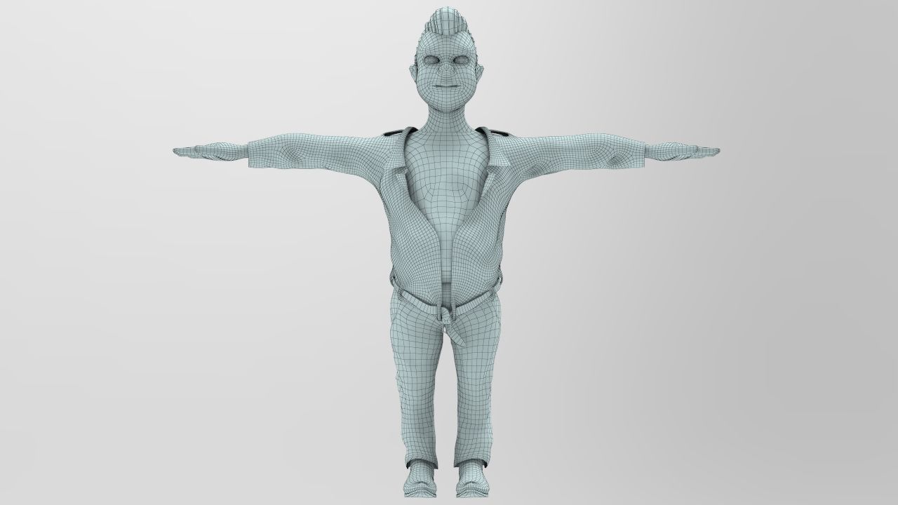 Rockabilly Stylized Character Low-poly 3D model_12